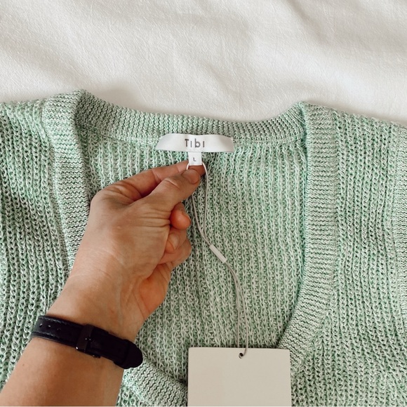 Tibi Light Green V-Neck Sweater - Picture 3 of 8